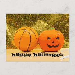 Basketball Halloween met basketbal en pompoen Briefkaart