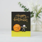 Basketball Halloween pomkin Ghost Spooky Scary Briefkaart (Staand voorkant)