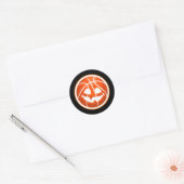 Basketball Halloween Pumpkin Sinaasappel op zwart Ronde Sticker (Envelop)