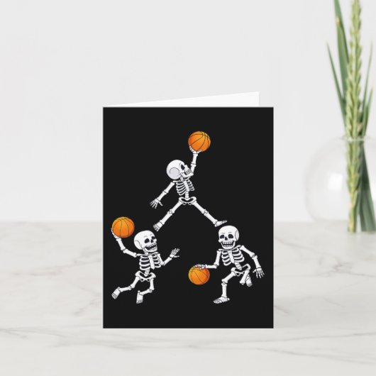 Basketball Halloween Skeleton Dunking Dribble Boys Kaart (Voorkant)