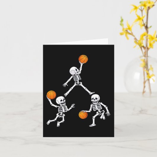 Basketball Halloween Skeleton Dunking Dribble Boys Kaart (Gele Bloem)