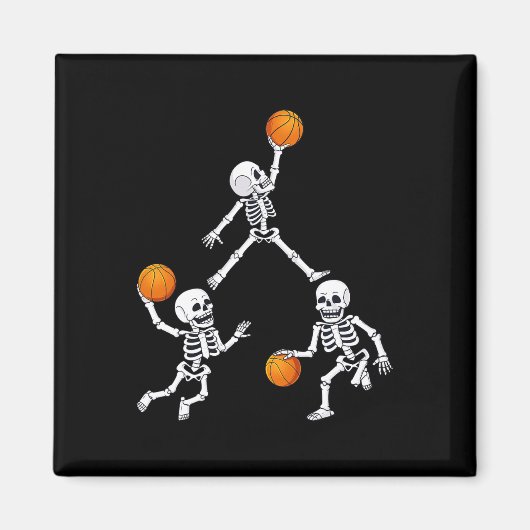 Basketball Halloween Skeleton Dunking Dribble Boys Magneet (Voorkant)