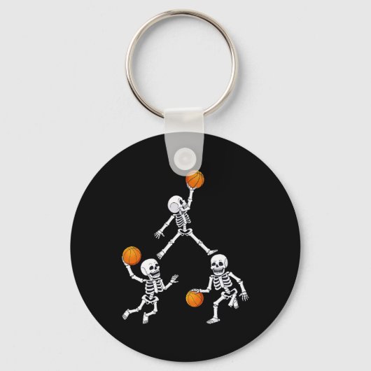 Basketball Halloween Skeleton Dunking Dribble Boys Sleutelhanger (Voorkant)