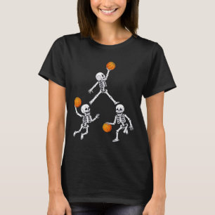 Basketball Halloween Skeleton Dunking Dribble Boys T-shirt