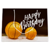 Basketball Happy Birthday in zwart Groot Cadeauzakje (Voorkant)