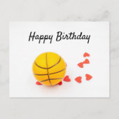Basketball Happy Birthday met rode hartliefde Briefkaart (Voorkant)