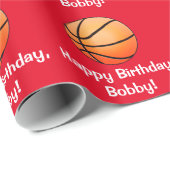 Basketball Happy Birthday Name  Cadeaupapier (Rol Hoek)