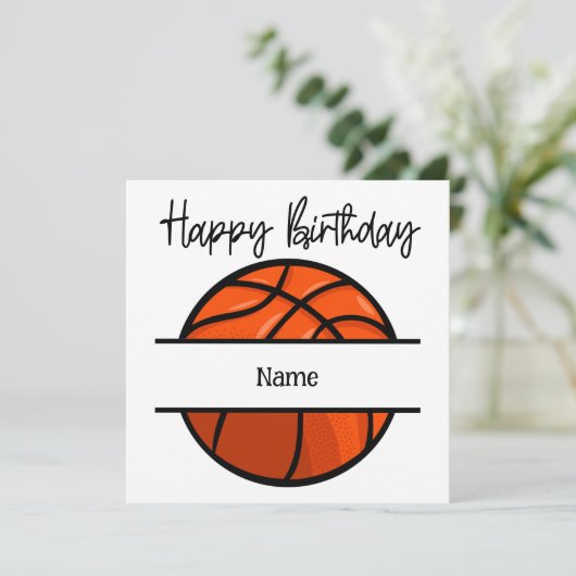 Basketball Happy Birthday voor speler met bal Kaart (Staand voorkant)