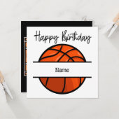 Basketball Happy Birthday voor speler met bal Kaart (Voorkant / Achterkant in situ)