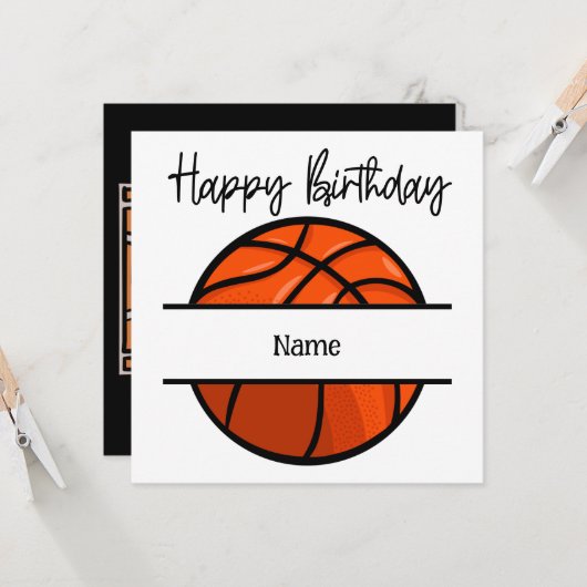 Basketball Happy Birthday voor speler met bal Kaart (Voorkant / Achterkant in situ)