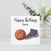 Basketball Happy Birthday voor speler met bal Kaart (Staand voorkant)