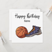 Basketball Happy Birthday voor speler met bal Kaart (Voorkant / Achterkant in situ)