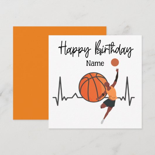 Basketball Happy Birthday voor speler met speler Kaart (Voorkant / Achterkant)