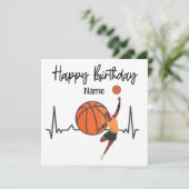 Basketball Happy Birthday voor speler met speler Kaart (Staand voorkant)