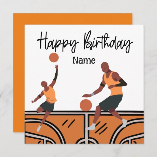 Basketball Happy Birthday voor speler met speler Kaart (Voorkant / Achterkant)