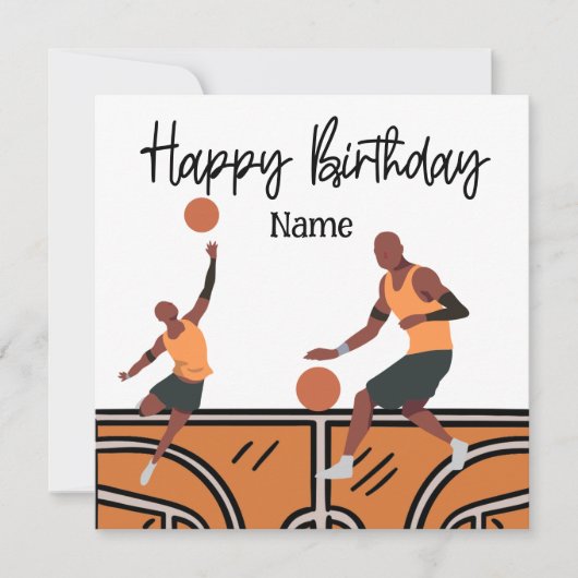 Basketball Happy Birthday voor speler met speler Kaart (Voorkant)