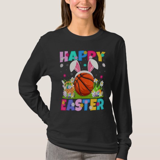 Basketball Happy Paaster Bunny Basketball Pasen T-shirt (Voorkant)