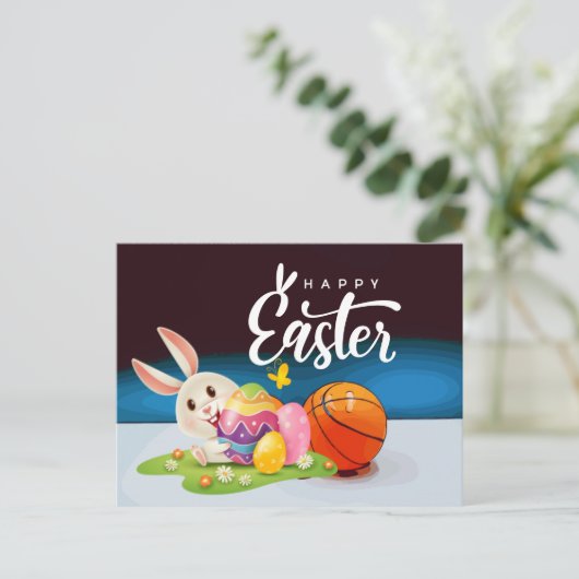 Basketball Happy Paasvakantie voor speler Feestdagenkaart (Staand voorkant)