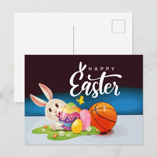 Basketball Happy Paasvakantie voor speler Feestdagenkaart (Voorkant / Achterkant)