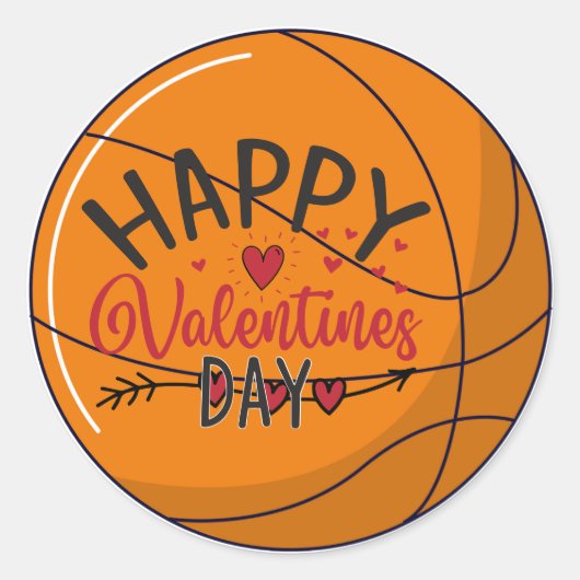 Basketball Happy Valentijnsdag met liefde Ronde Sticker (Voorkant)