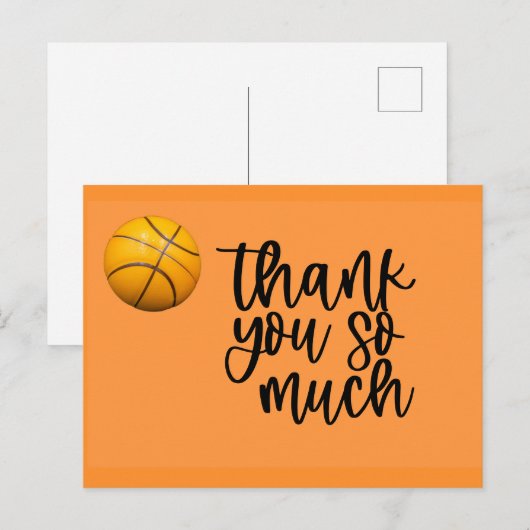 Basketball Hartelijk dank, kaart met basketbal (Voorkant / Achterkant)