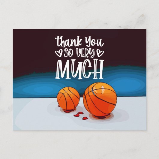 Basketball Hartelijk dank, kaart met basketbal (Voorkant)