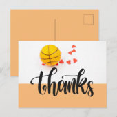 Basketball Hartelijk dank, kaart met woord BEDANKT (Voorkant / Achterkant)