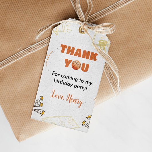 Basketball Hartelijk dank Label Birthday Baby show Cadeaulabel
