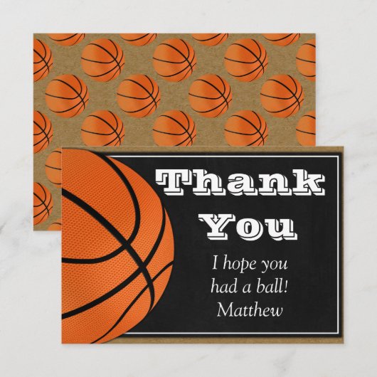 Basketball Hartelijk dank voor de B-ball-spelers Bedankkaart (Voorkant / Achterkant)