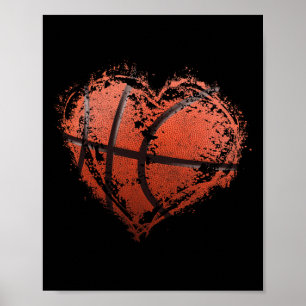 Basketball Heart Happy Valentijnsdag Basketball Poster