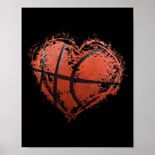 Basketball Heart Happy Valentijnsdag Basketball Poster (Voorkant)