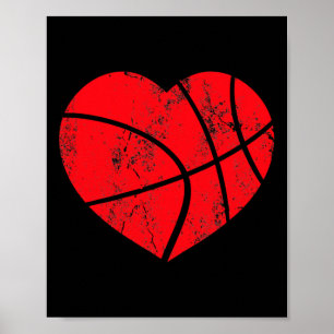 Basketball Heart Love Valentijnsdag Sport Player Poster
