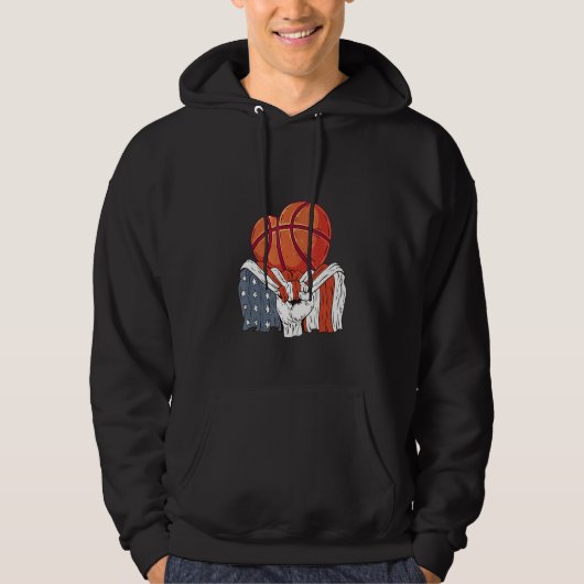 Basketball heart Player with American Flag Hoodie (Voorkant)
