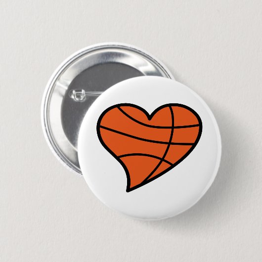 Basketball Heart Ronde Button 5,7 Cm (Voorkant /achterkant)