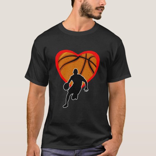 Basketball Heart Sport Love Anti Valentines Day T-shirt (Voorkant)