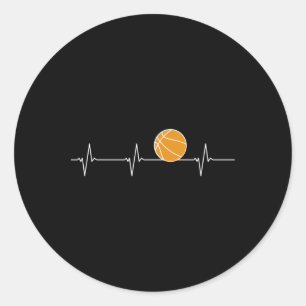 Basketball Heartbeat - Ball ECG Pulse voor fans en Ronde Sticker