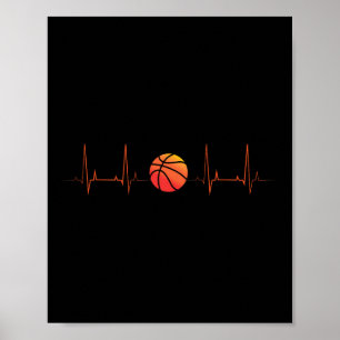 Basketball Heartbeat Coach Player Sports Athlete Poster