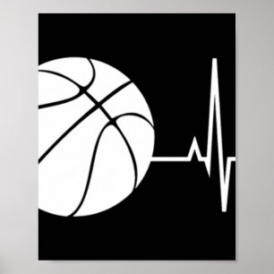 Basketball Heartbeat Ekg Basketball Coach Poster