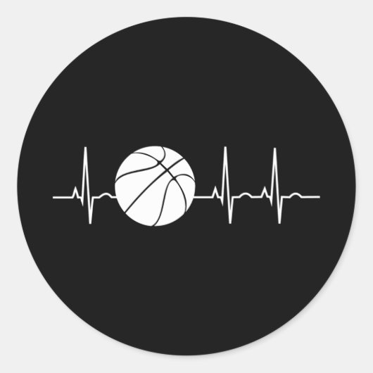 Basketball Heartbeat Ekg Basketball Coach Ronde Sticker (Voorkant)