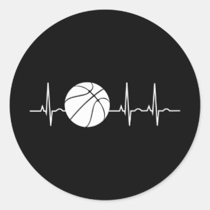 Basketball Heartbeat Ekg Basketball Coach Ronde Sticker