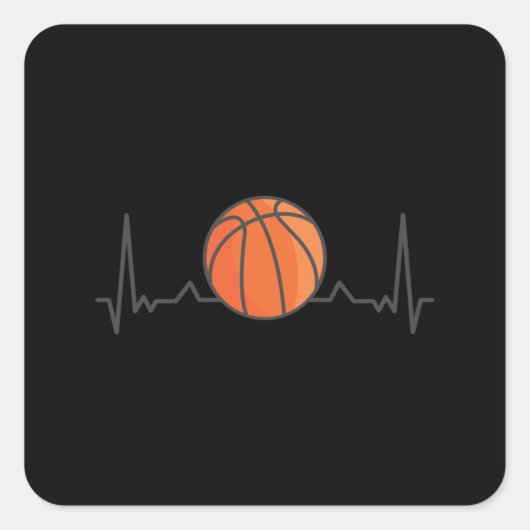 Basketball Heartbeat Lover Vierkante Sticker (Voorkant)