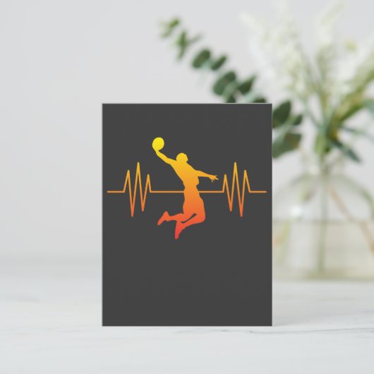 Basketball Heartbeat Pulse Briefkaart (Staand voorkant)