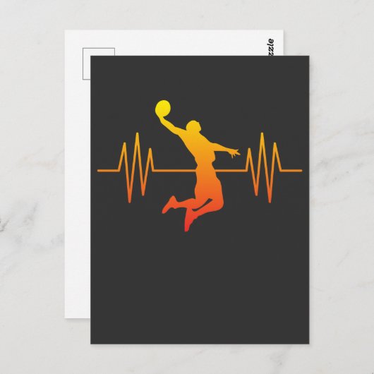 Basketball Heartbeat Pulse Briefkaart (Voorkant / Achterkant)