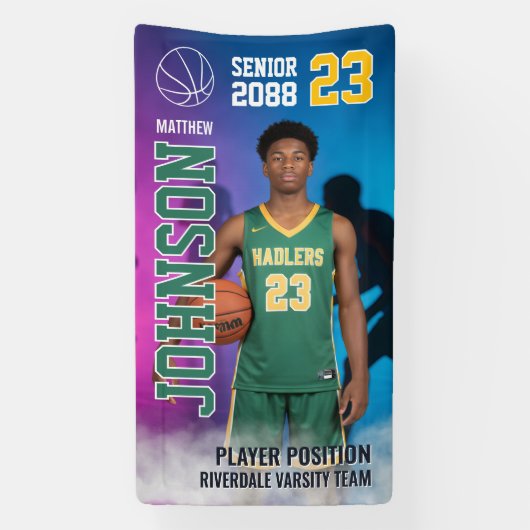 Basketball High School Senior Night Sports Display Spandoek (Verticaal)