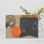 Basketball Hoop Chalkboard Oranje uitnodiging (Staand voorkant)