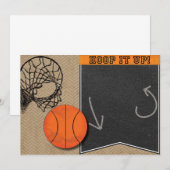 Basketball Hoop Chalkboard Oranje uitnodiging (Voorkant / Achterkant)