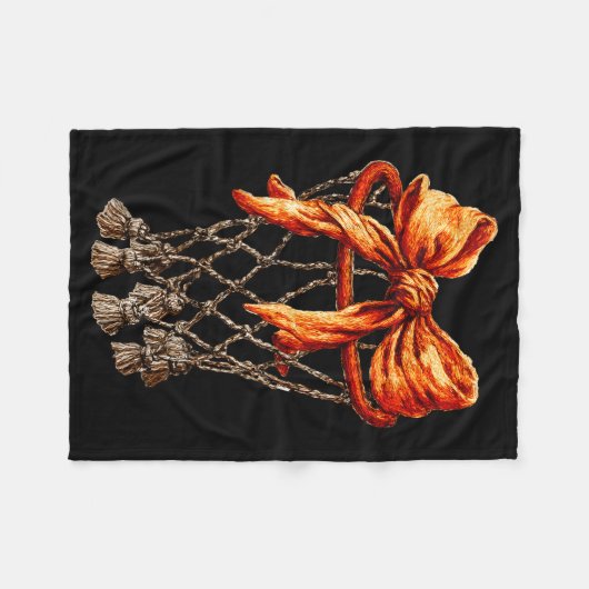 Basketball Hoop Net Coquette Bow Basketball Player Fleece Deken (Voorkant (Horizontaal))
