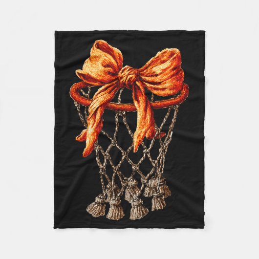 Basketball Hoop Net Coquette Bow Basketball Player Fleece Deken (Voorkant)