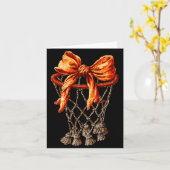 Basketball Hoop Net Coquette Bow Basketball Player Kaart (Gele Bloem)