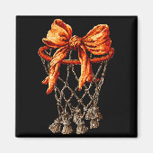 Basketball Hoop Net Coquette Bow Basketball Player Magneet (Voorkant)
